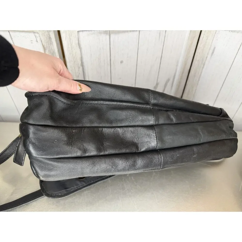 Vintage Wilsons Leather Messenger Bag Briefcase Handle Shoulder Strap Black